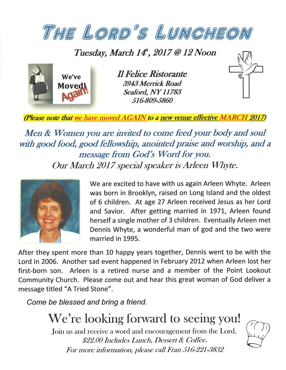 Arleen Whyte Lord’s Luncheon, March 14th, 2017 Point Lookout